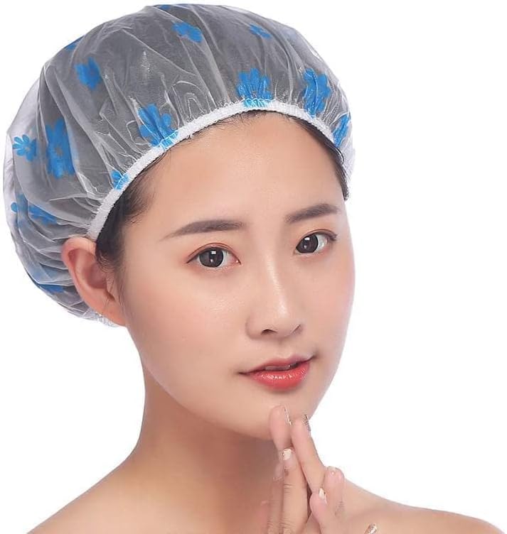 Waterproof Hair Shower Cap, Reusable Shower Hat Bath Caps With Elastic Band