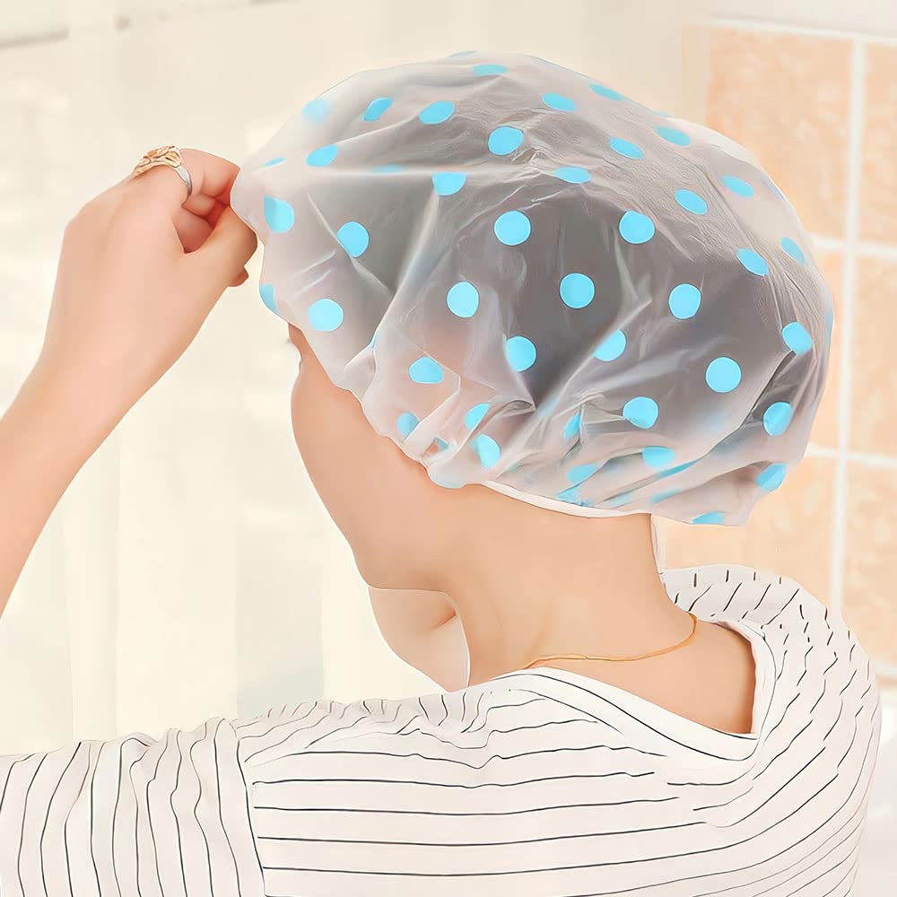 Waterproof Hair Shower Cap, Reusable Shower Hat Bath Caps With Elastic Band