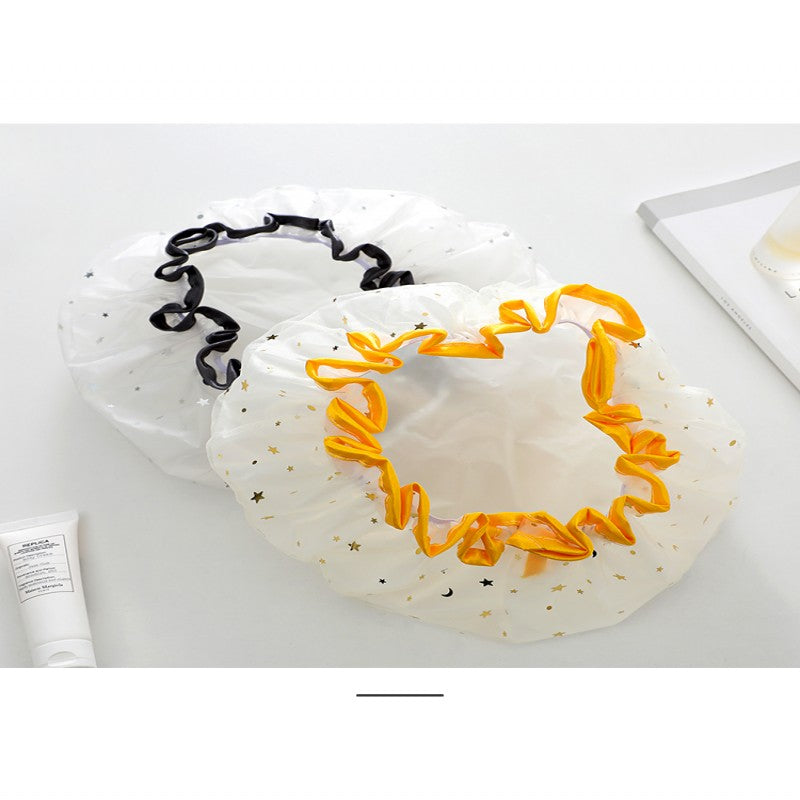 Waterproof Hair Shower Cap, Reusable Shower Hat Bath Caps With Elastic Band