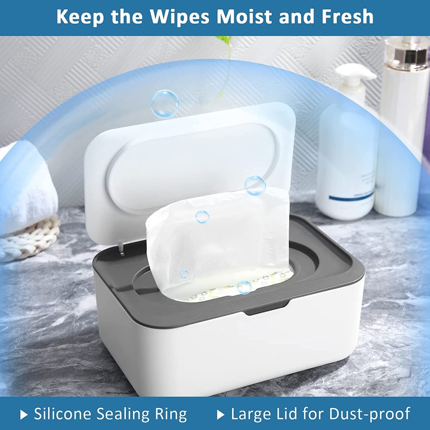 Wipes Dispenser Holder Tissue Storage Box Case With Lid, Wet Wipes Tissue Box