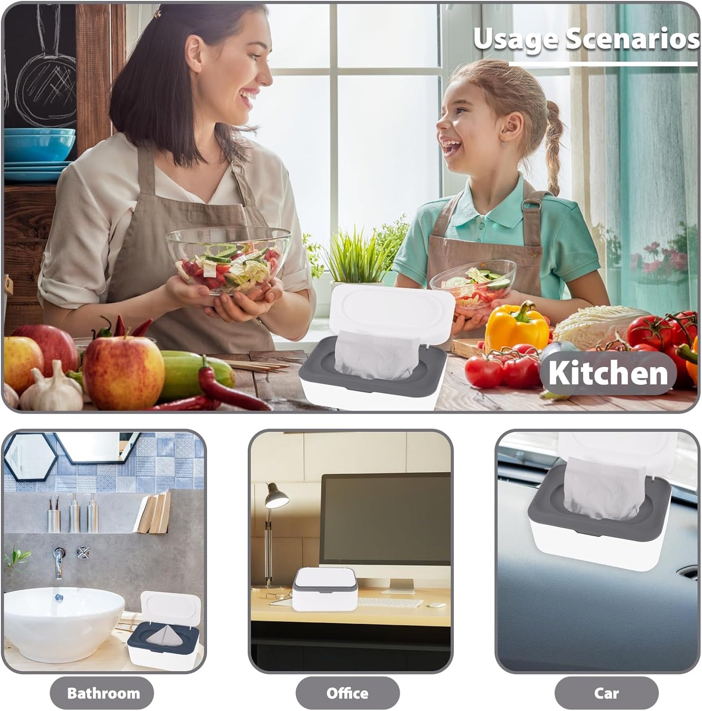 Wipes Dispenser Holder Tissue Storage Box Case With Lid, Wet Wipes Tissue Box