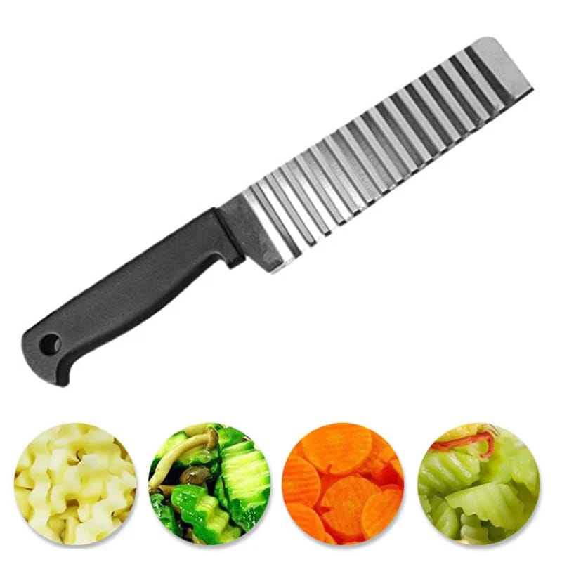 Stainless Steel Crinkle Potato Chipper Knife Cutter