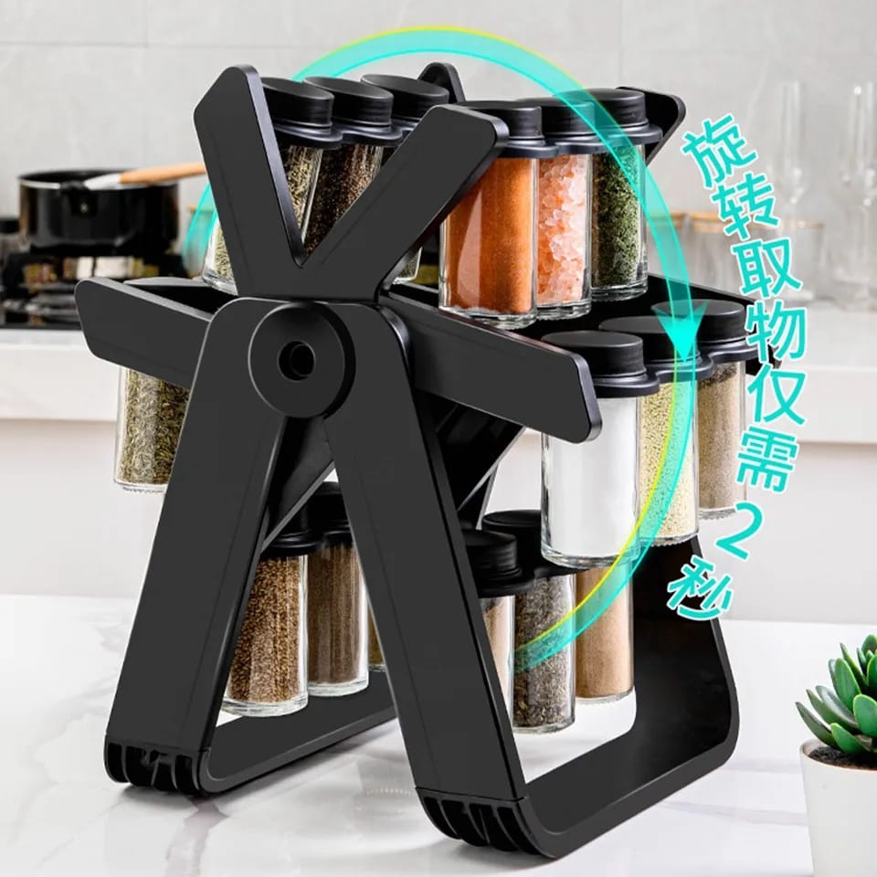 Ferris Wheel 18 Cans Glass Seasoning Rack