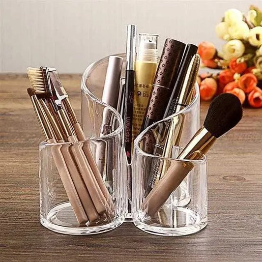3 Holes Transparent Acrylic Cosmetic Makeup Brush Pen Pencil Tool Case