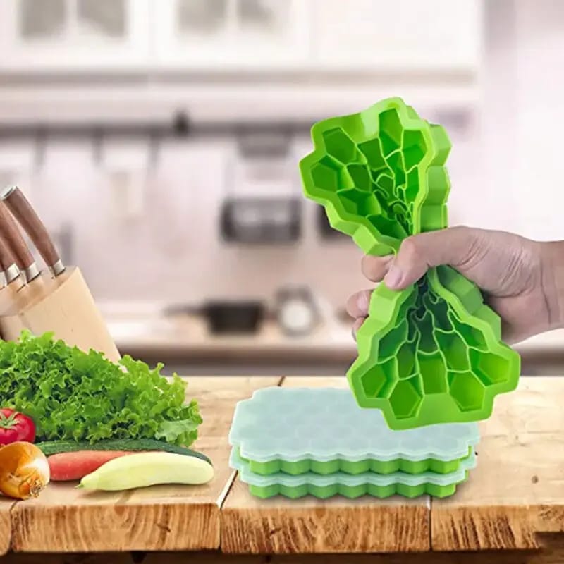 Creative 37 Cavity Honeycomb Ice Cube Maker With Lids
