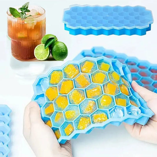 Creative 37 Cavity Honeycomb Ice Cube Maker With Lids