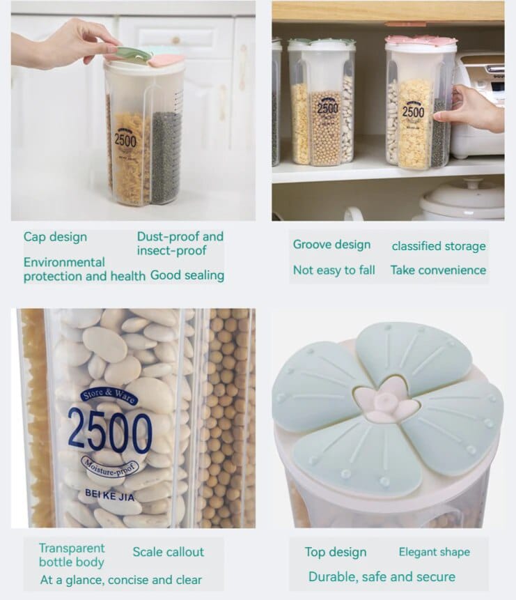 4 in 1 Cereals Storage Box Sealed Jar (Premium Quality)