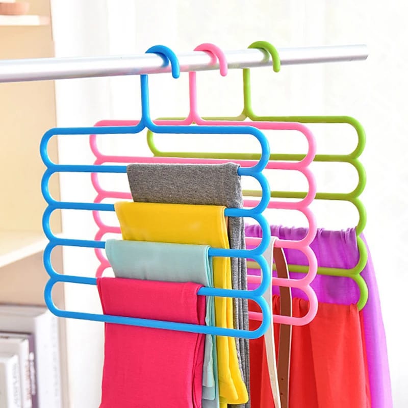 6 Pcs 5 Layers Pants Clothes Trousers Scarfs Hangers