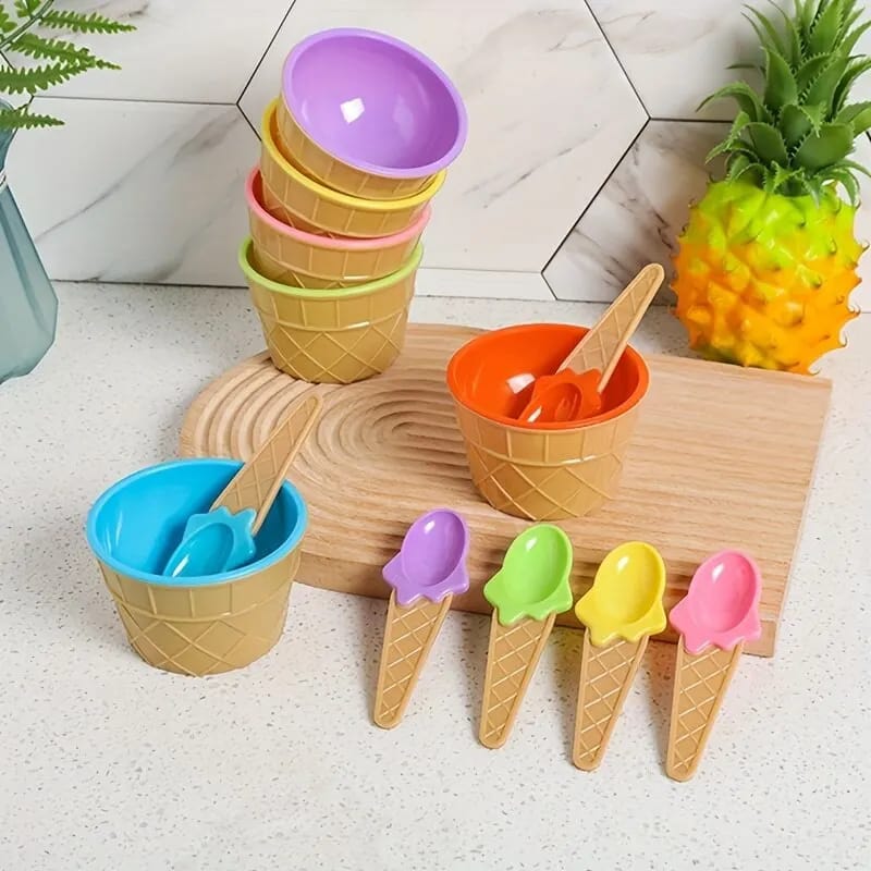 4 Pcs Candy Color Ice Cream Bowl