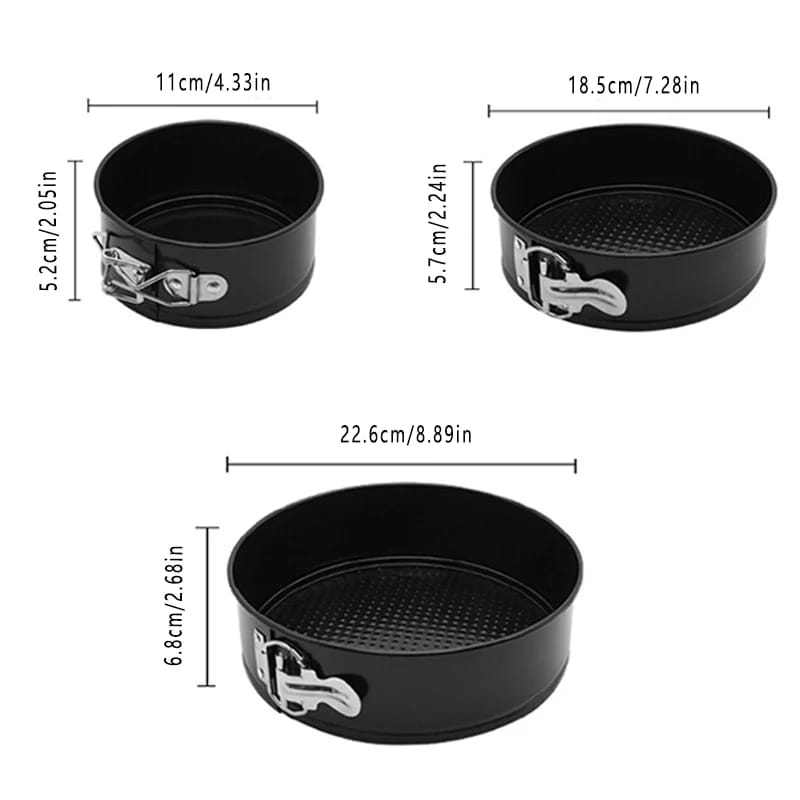 3 Pcs Round Nonstick Baking Pans