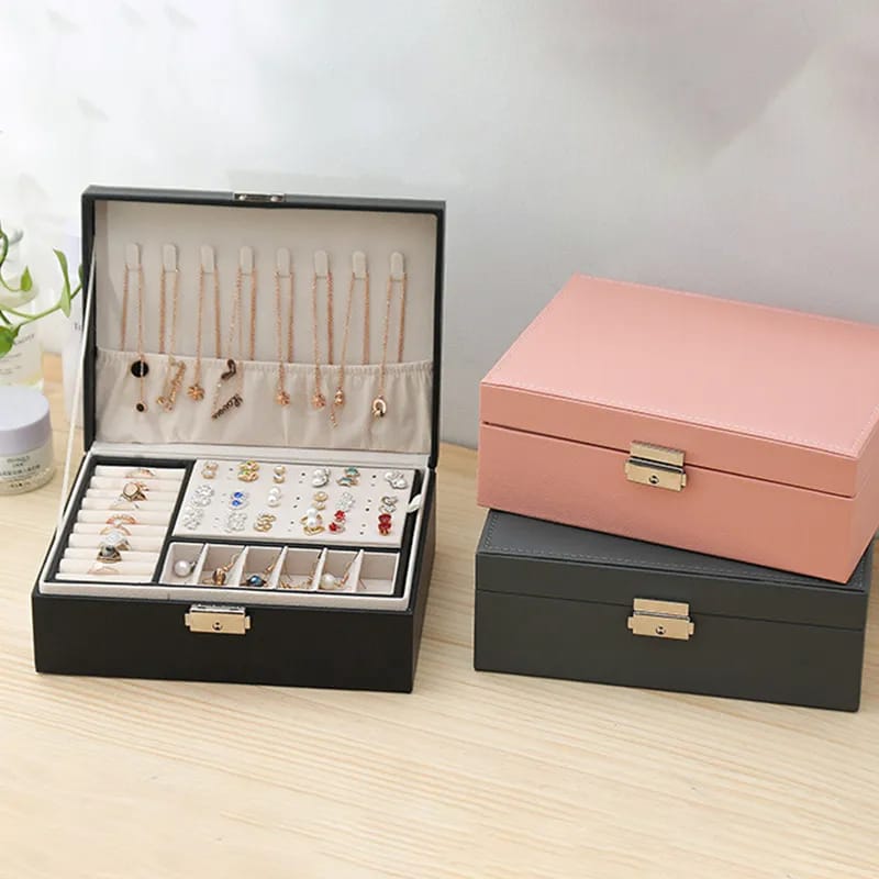 Double layer lockable jewelry storage box