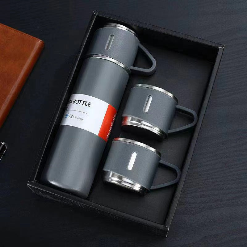 Portable Travel Vacuum Flask Thermos Cup Set