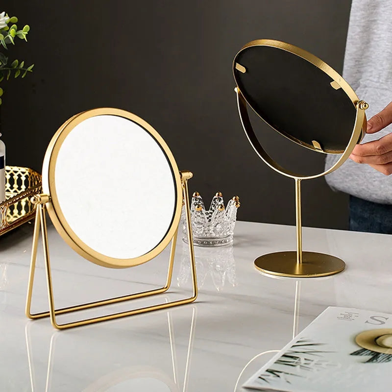 Nordic Wrought Metallic Brass Makeup Mirror