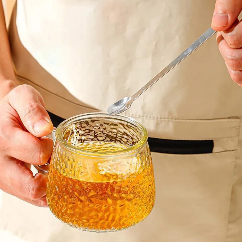 420ml Cute Clear Glass Coffee Mugs Heat-resistant With Lid and Spoon