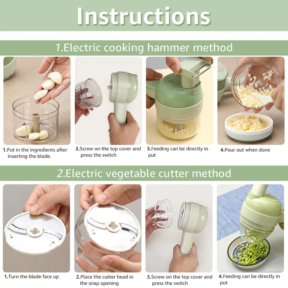 4In1 Wireless Electric Vegetable Chopper