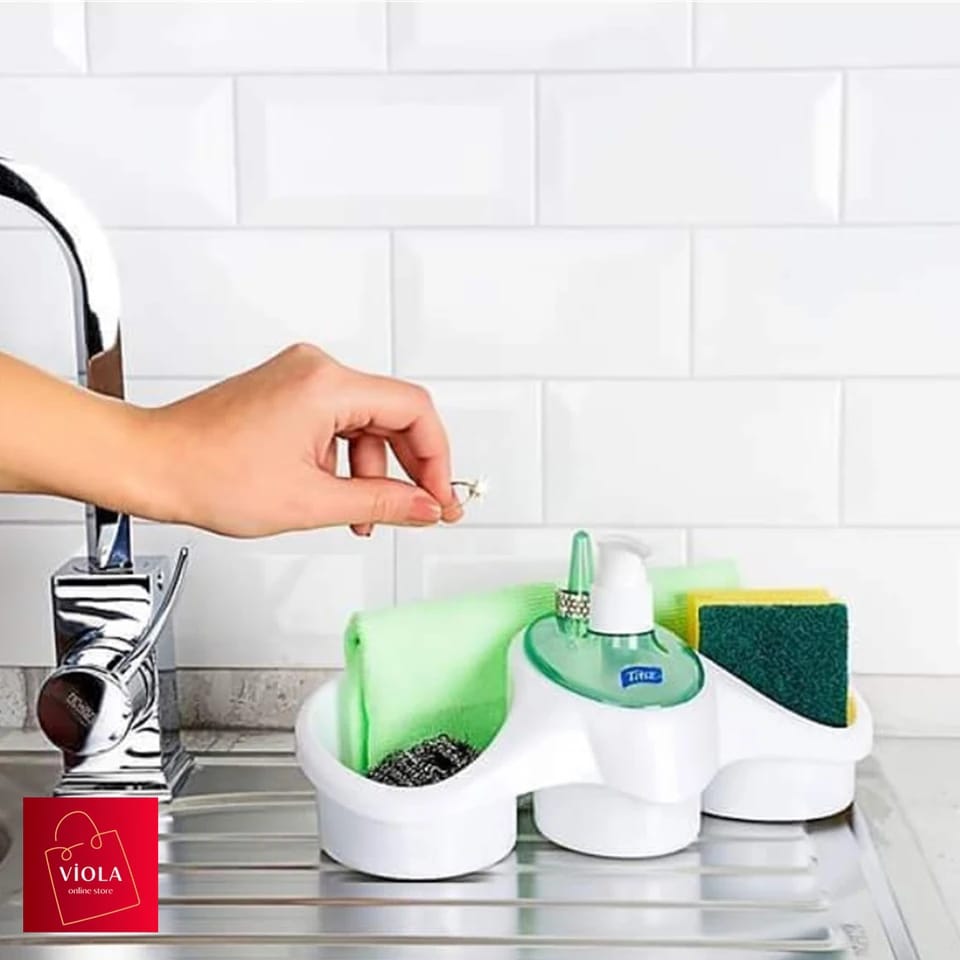 Kitchen Soap Dispenser Detergent Accessory Sponge Holder