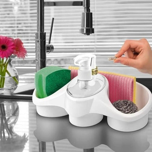 Kitchen Soap Dispenser Detergent Accessory Sponge Holder
