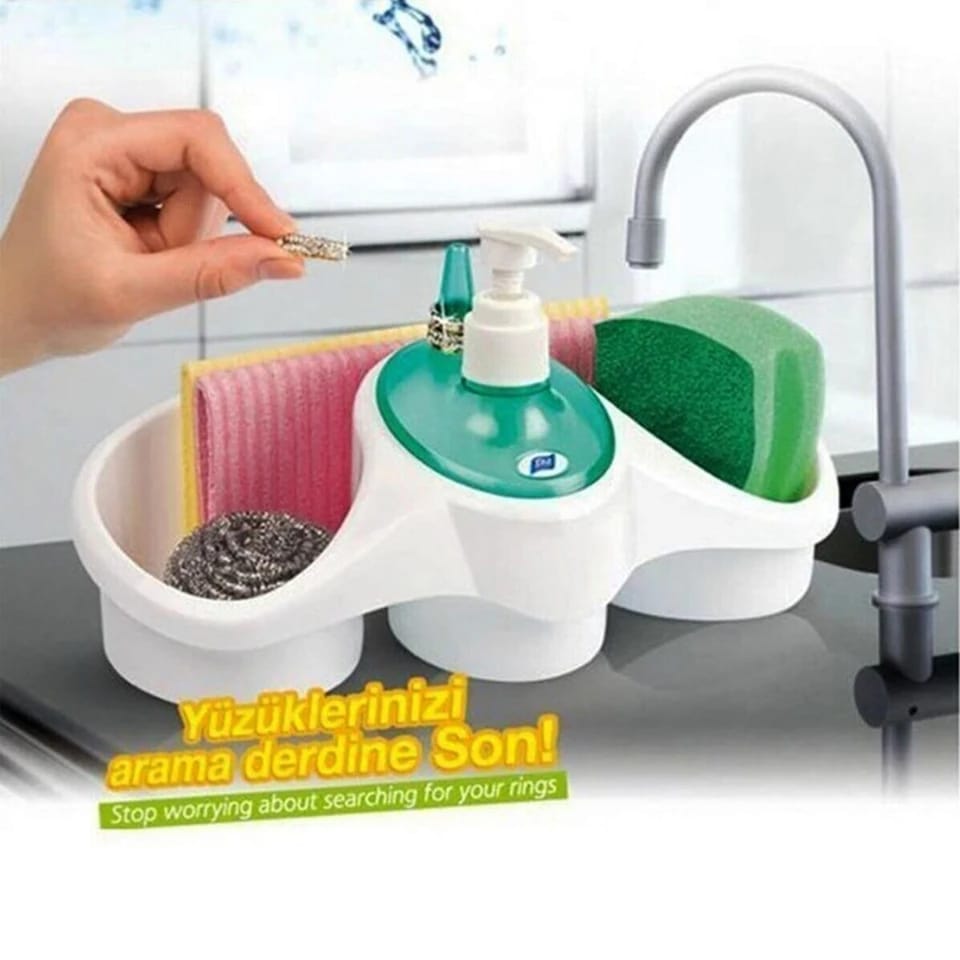 Kitchen Soap Dispenser Detergent Accessory Sponge Holder