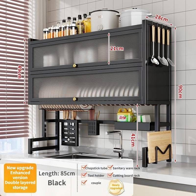 85cm Kitchen Storage Dish Rack With Cabinet