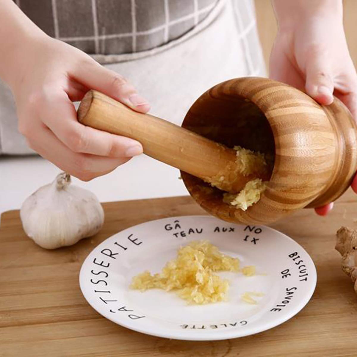 Wooden Mortar & Pestles, Pepper Grinder Crush Pot Kitchen Accessory For Home Cooking Tool