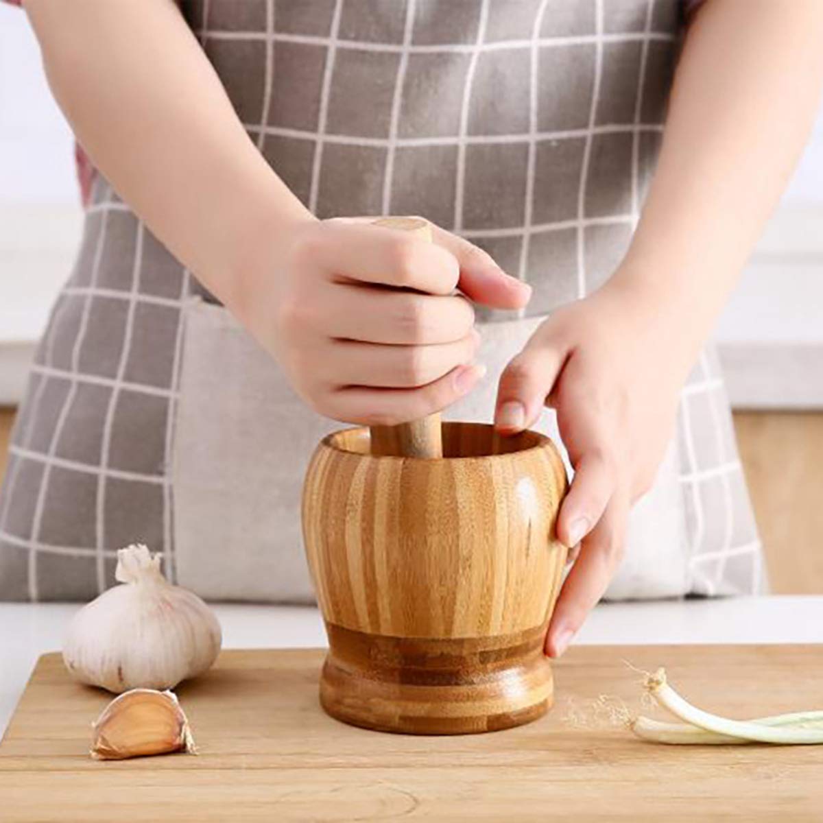 Wooden Mortar & Pestles, Pepper Grinder Crush Pot Kitchen Accessory For Home Cooking Tool