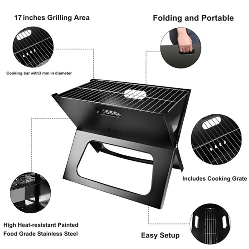 X TYPE FOLDABLE PORTABLE Barbecue Grill, BBQ / BAR B Q Portable Grill WITH COOKING PLATE