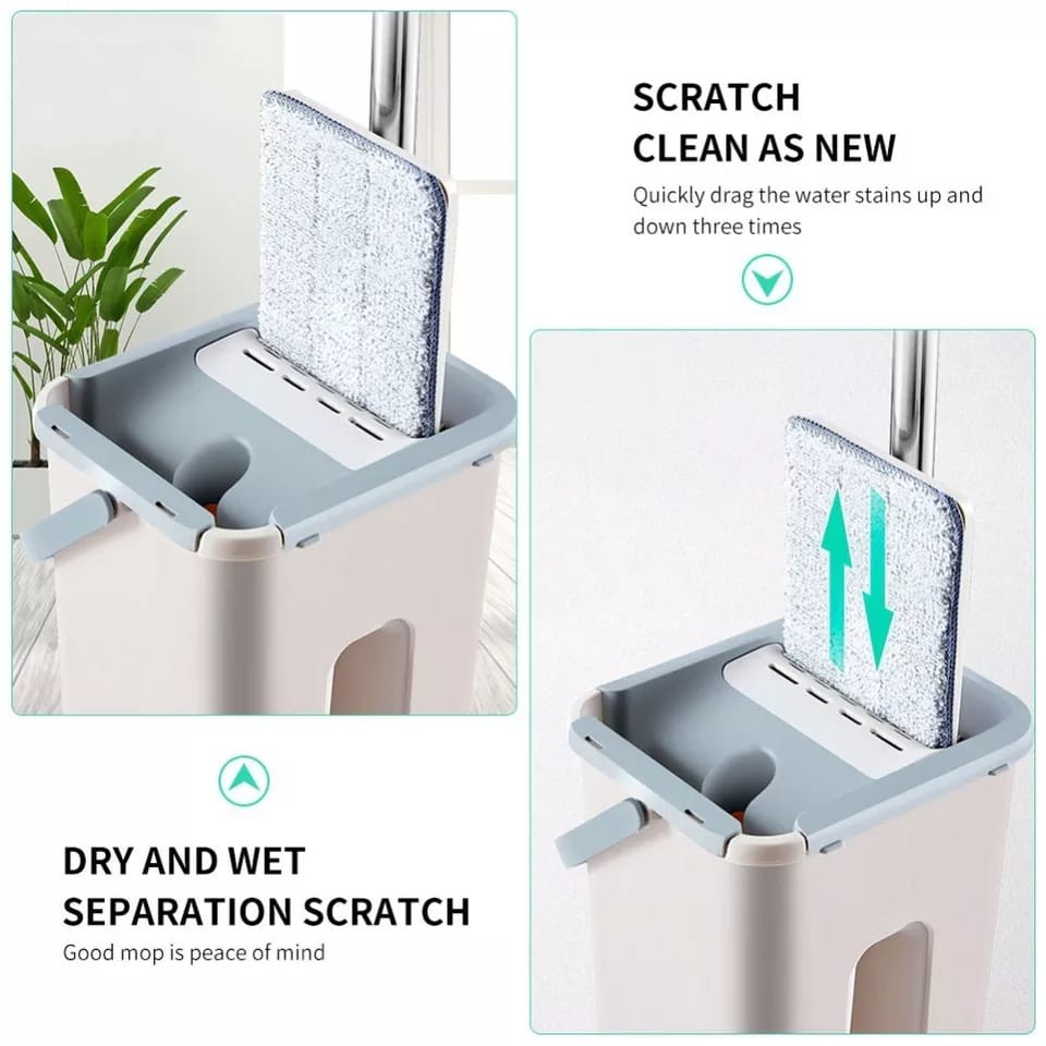 Magic Microfiber Flat Squeeze Mop With Bucket