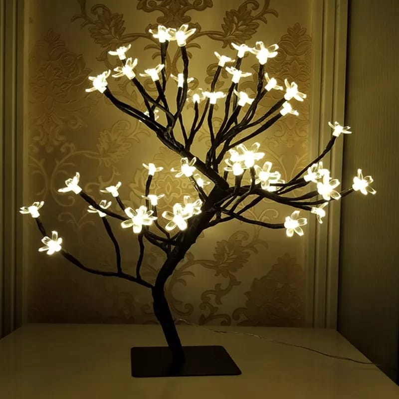 24pcs LED Cherry Blossom Crystal Flower Desk Lamp