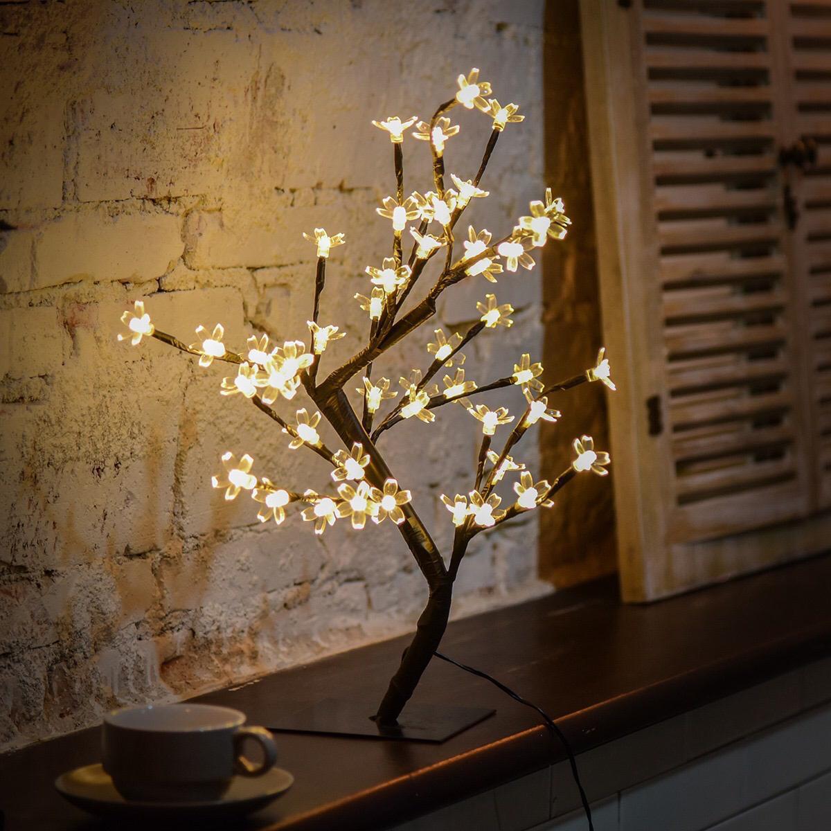 24pcs LED Cherry Blossom Crystal Flower Desk Lamp