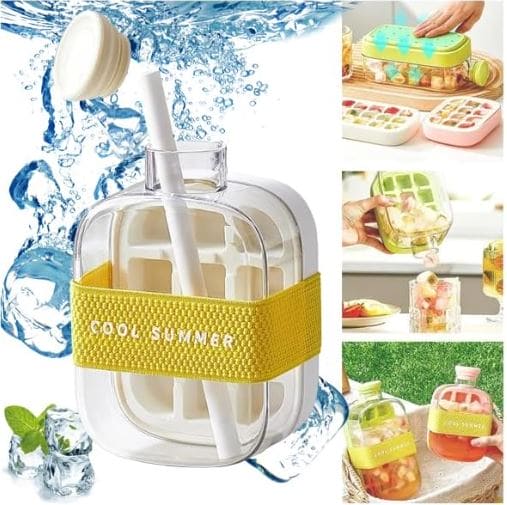 Portable 2 in 1 Silicone Ice Cube Mold Bottle 500ml
