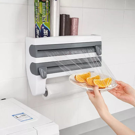 Wall Mounted 4 in 1 Paper Film Cutter Foil Rack Organizer