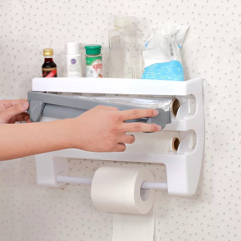 Wall Mounted 4 in 1 Paper Film Cutter Foil Rack Organizer