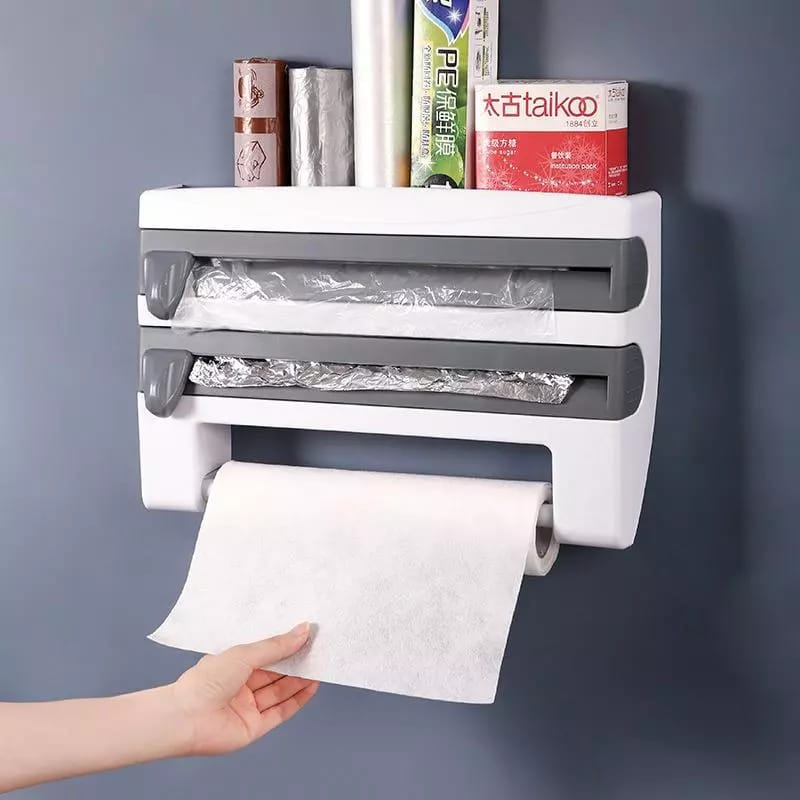 Wall Mounted 4 in 1 Paper Film Cutter Foil Rack Organizer