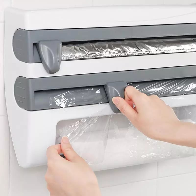 Wall Mounted 4 in 1 Paper Film Cutter Foil Rack Organizer