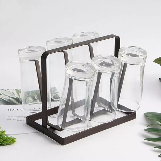Metallic Glass Cup Storage Rack