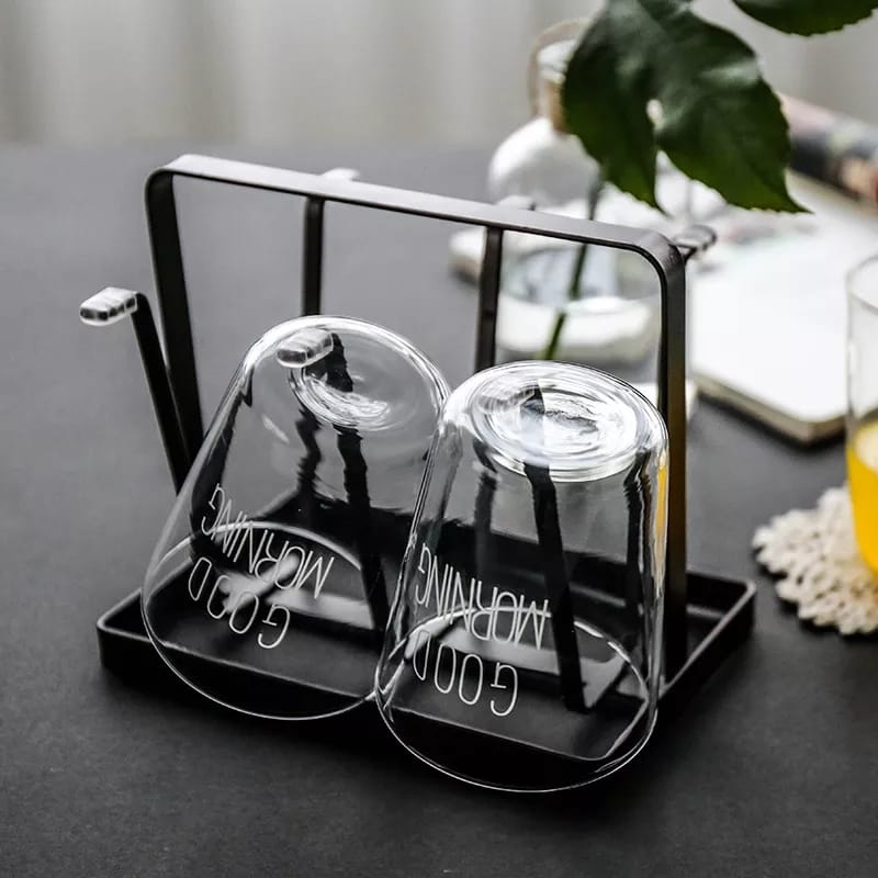 Metallic Glass Cup Storage Rack