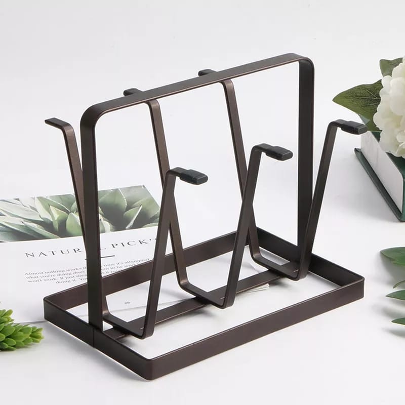 Metallic Glass Cup Storage Rack