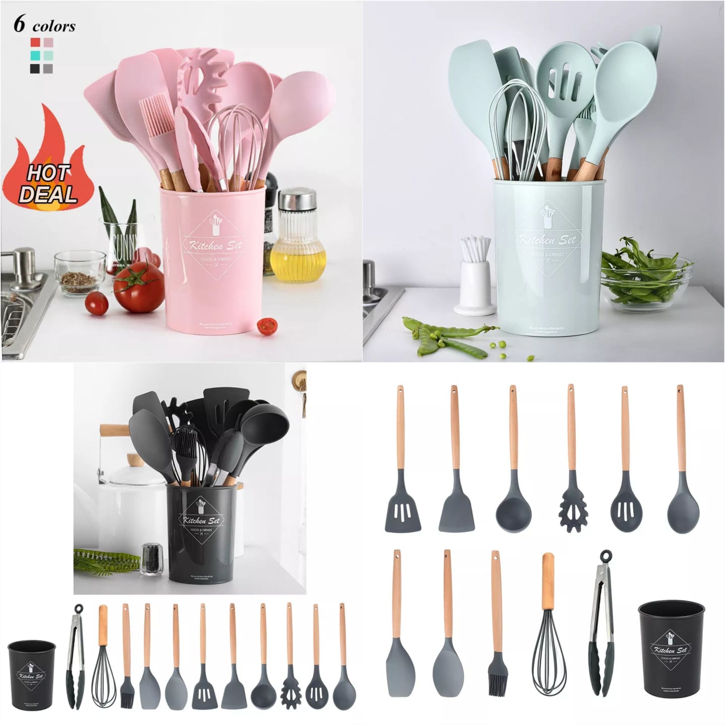 12 Pcs Silicone Kitchenware Cooking Utensils Set (Original Standard Size)