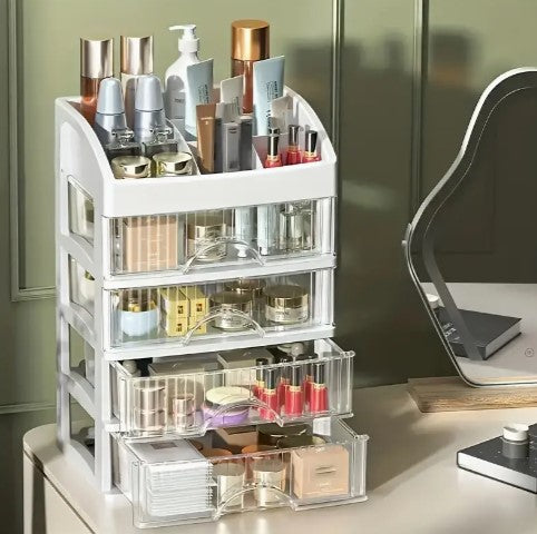 1pc Vanity Makeup Organizer, Spacious Countertop Design With Drawers