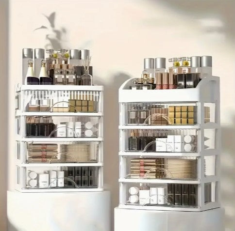 1pc Vanity Makeup Organizer, Spacious Countertop Design With Drawers