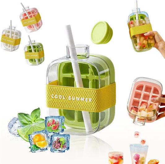 Portable 2 in 1 Silicone Ice Cube Mold Bottle 500ml