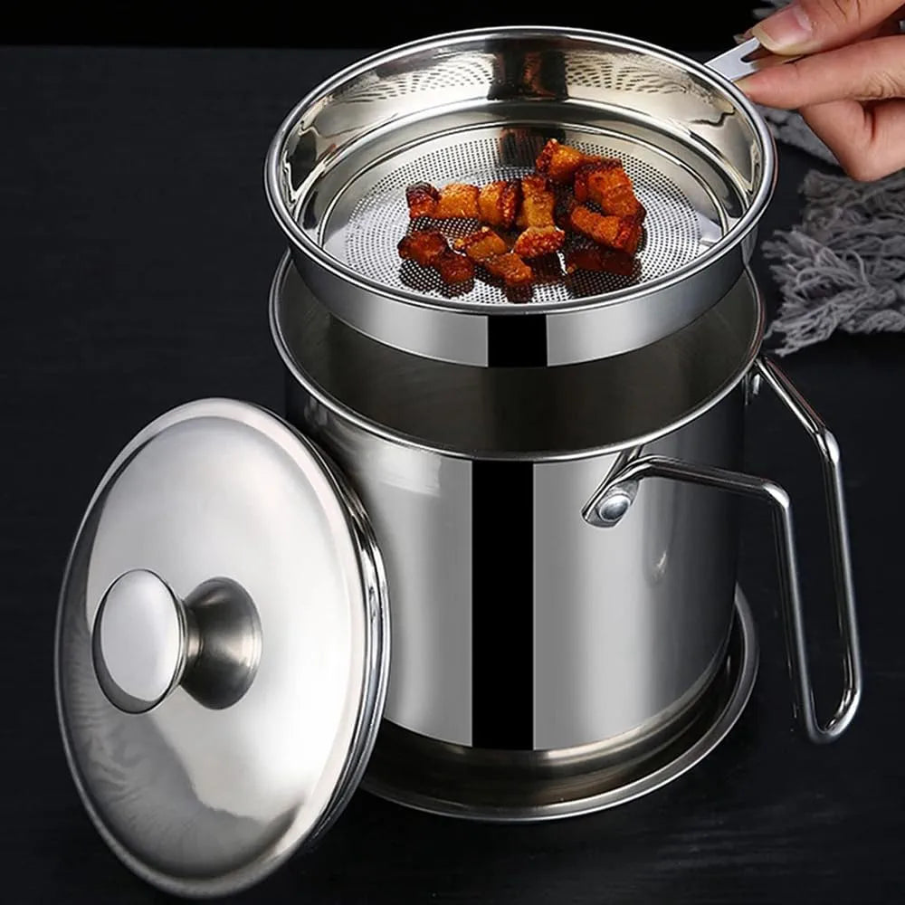 Oil Strainer Pot Grease Can Stainless Steel