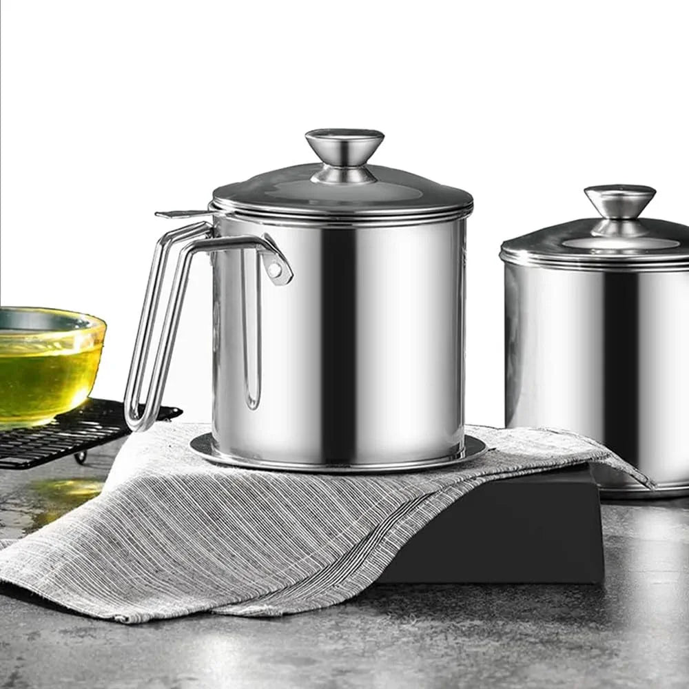 Oil Strainer Pot Grease Can Stainless Steel