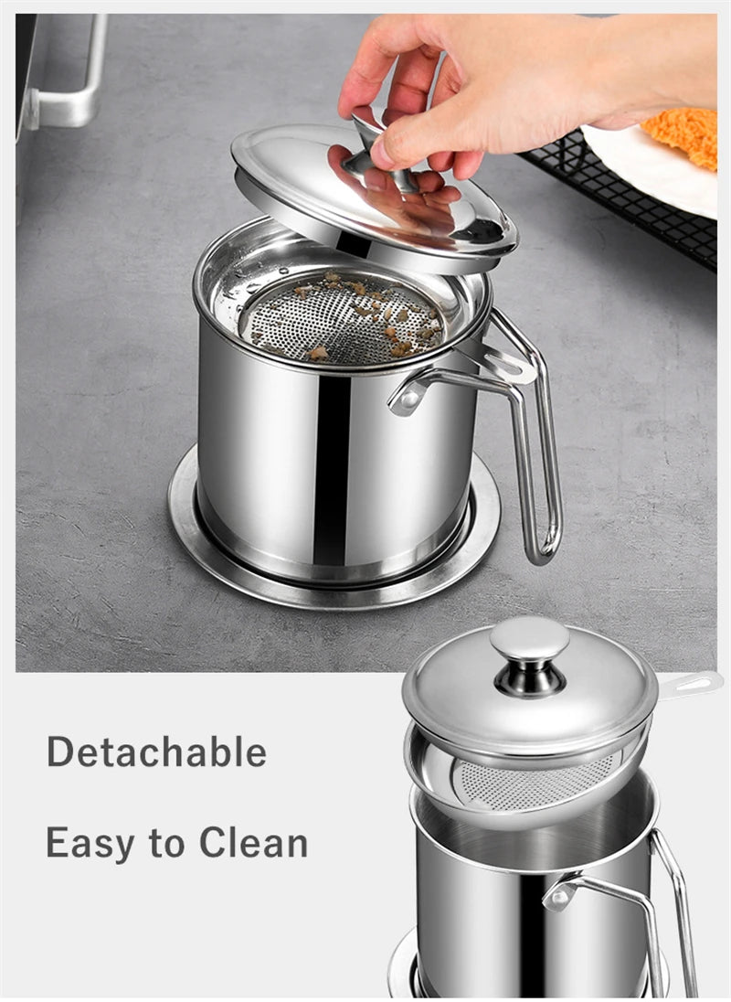 Oil Strainer Pot Grease Can Stainless Steel