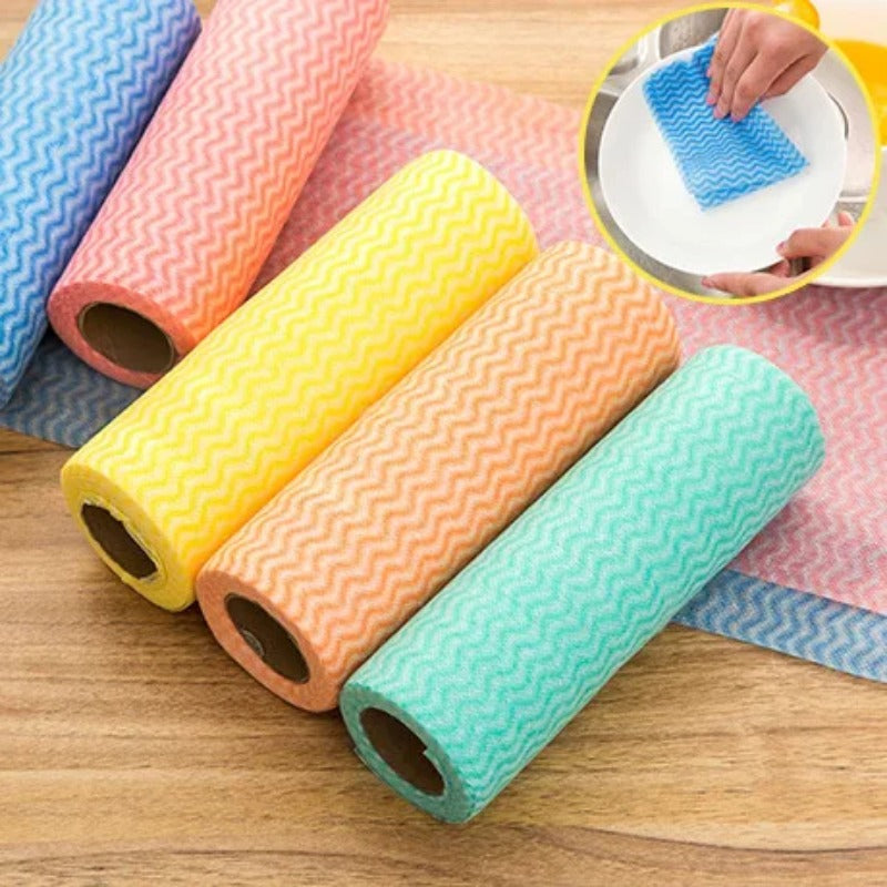 50Pcs Reusable Wipes Sheets Roll - Kitchen Housework Dish Cleaning Cloths Wiping Pad
