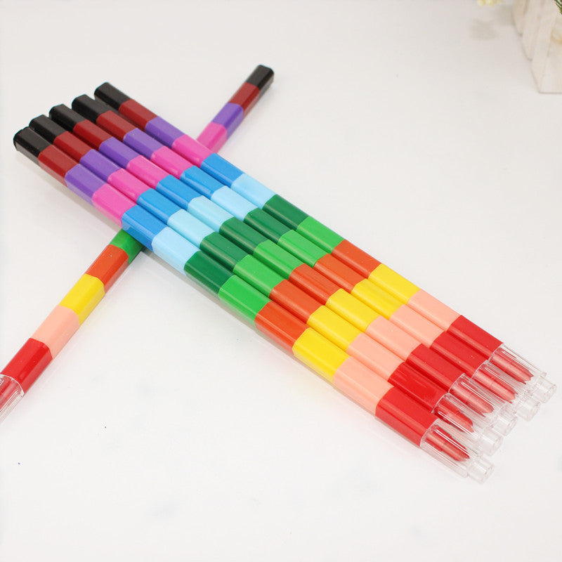 Building Block Plastic Crayon 12 Color