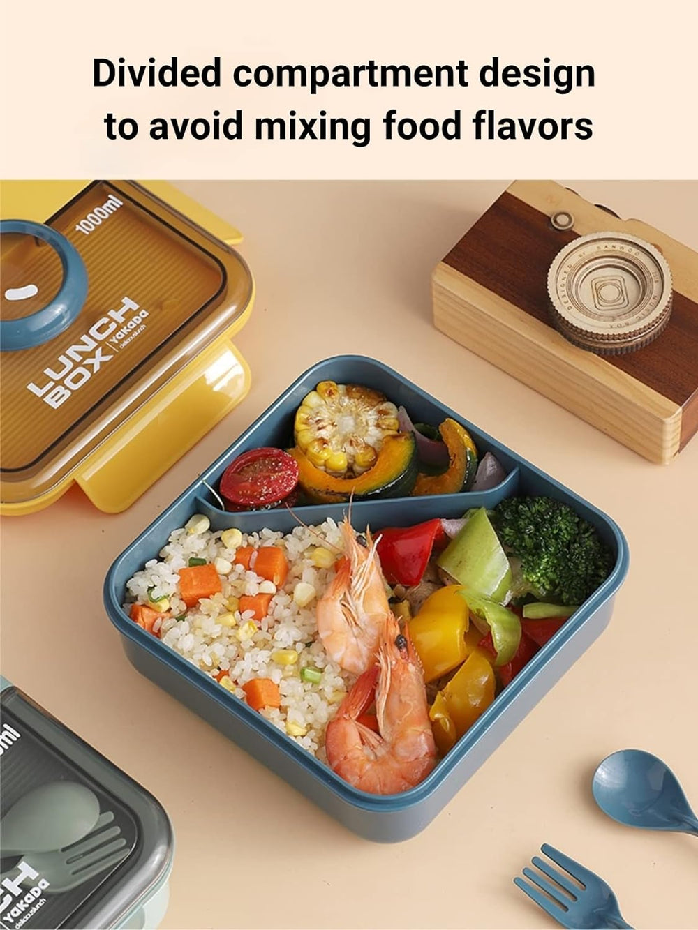 Camera Lunch Box With Spoon Fork, Portable Children Kids Student Bento Box, Sealed Lunch Box