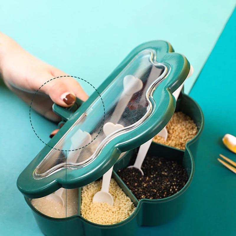 Multi-Grid Seasoning Box With Spoon Lid