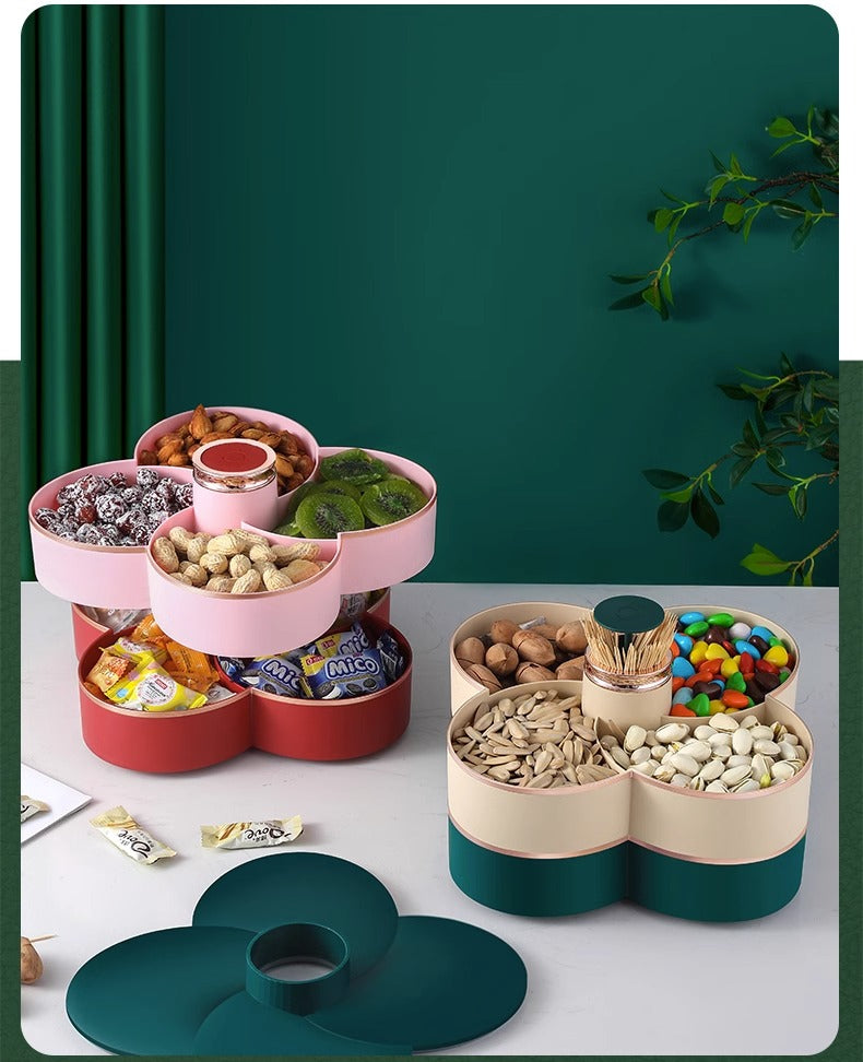 2 Layers Separate Lattice Rotation Snacks Plates