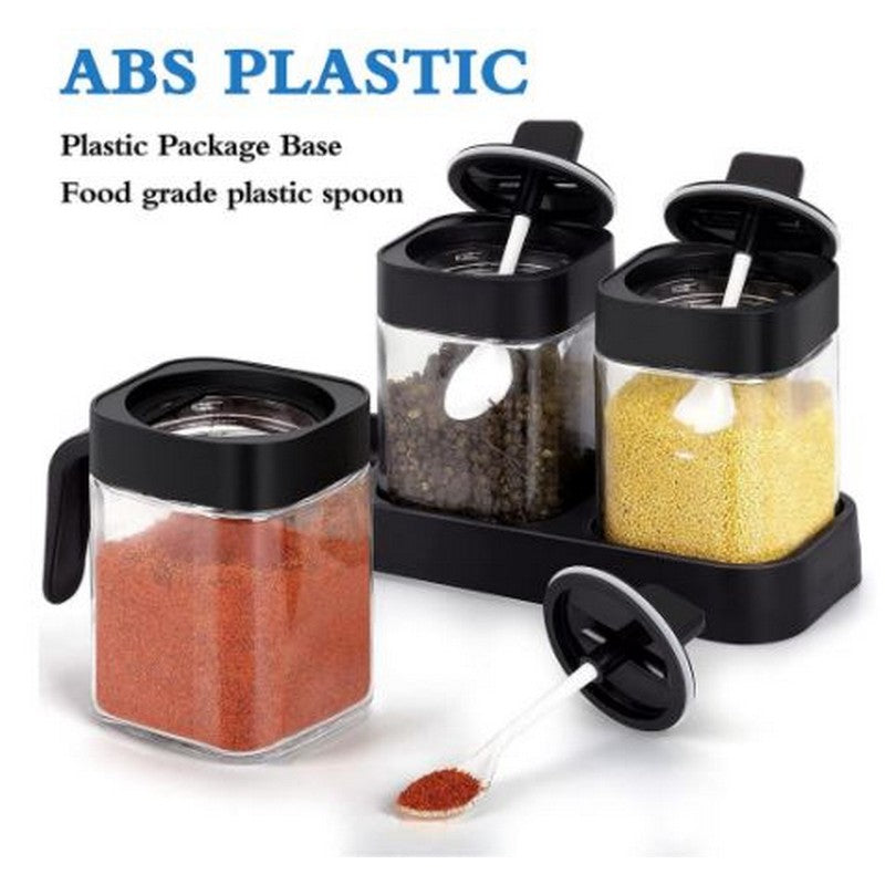 3 Pcs Spice Jar With Spoon - Spice Jar Seasoning Box (premium Quality)